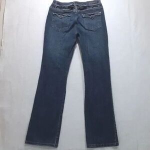 Ethyl size 8 blue jeans black lace embellished rhinestones beaded